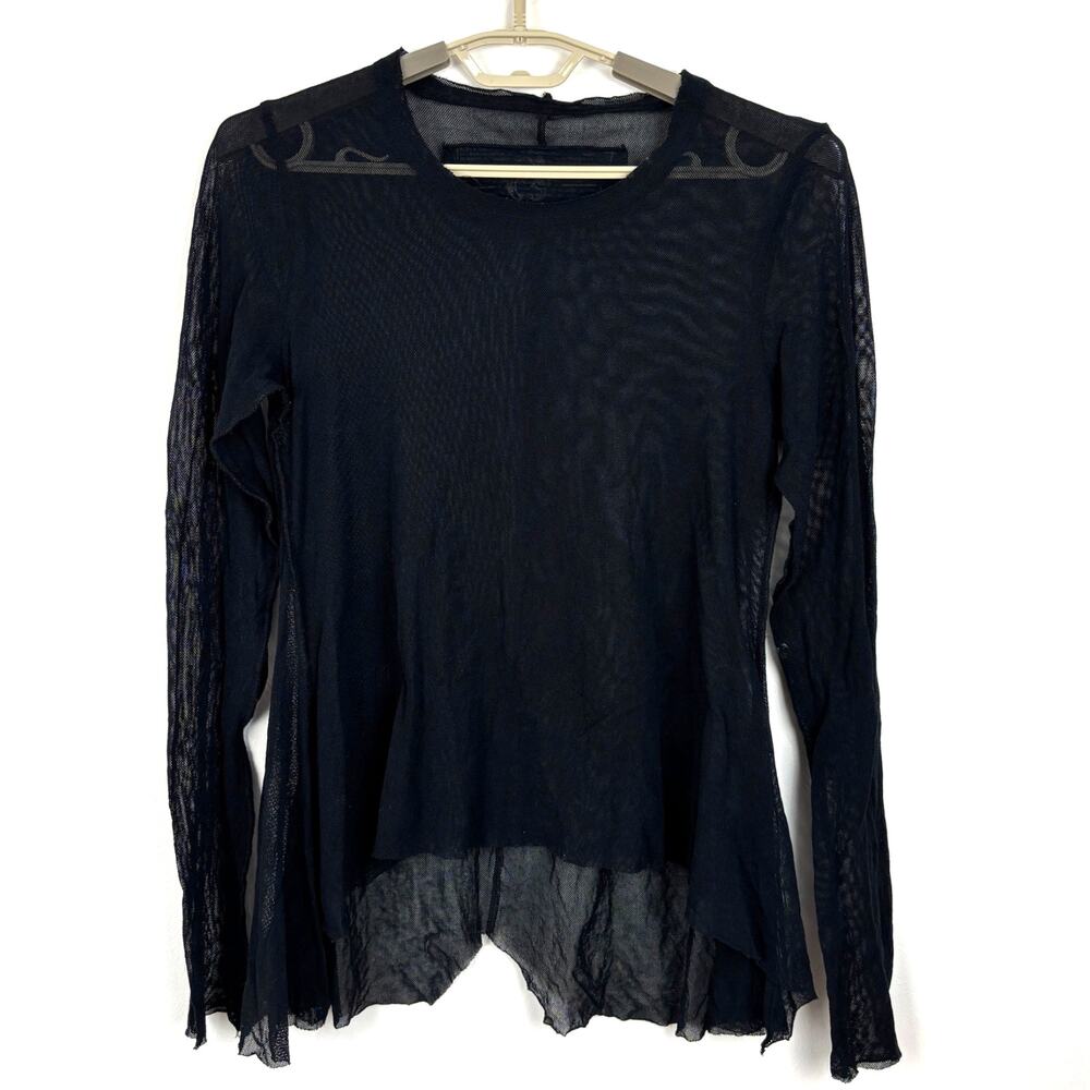 Rundholz Black Mesh Long Sleeve Top Asymmetric Grunge Goth Avant Garde Small